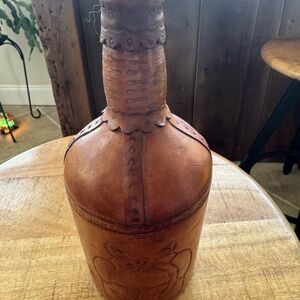 vintage Handcrafted Leather Wrapped bottle